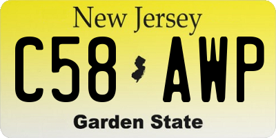 NJ license plate C58AWP