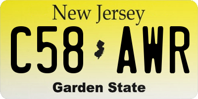 NJ license plate C58AWR