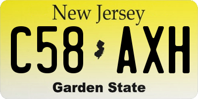 NJ license plate C58AXH