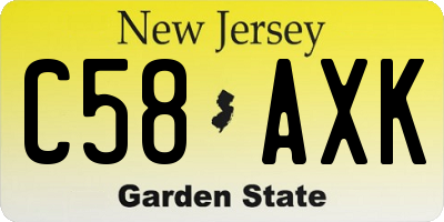 NJ license plate C58AXK