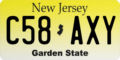 NJ license plate C58AXY