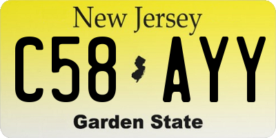 NJ license plate C58AYY