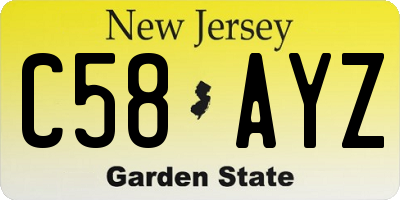 NJ license plate C58AYZ