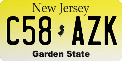 NJ license plate C58AZK