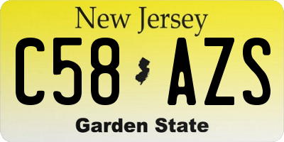 NJ license plate C58AZS