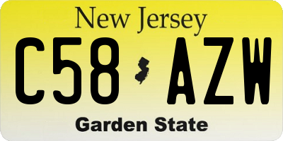 NJ license plate C58AZW