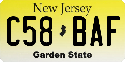 NJ license plate C58BAF