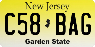 NJ license plate C58BAG