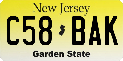 NJ license plate C58BAK