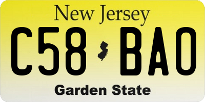 NJ license plate C58BAO