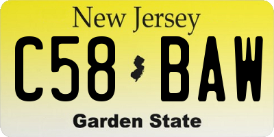 NJ license plate C58BAW