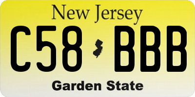 NJ license plate C58BBB