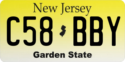 NJ license plate C58BBY