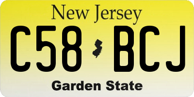 NJ license plate C58BCJ