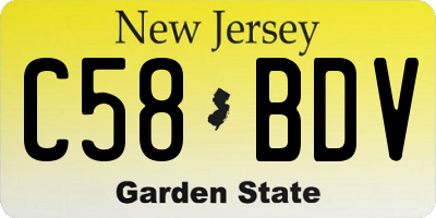 NJ license plate C58BDV