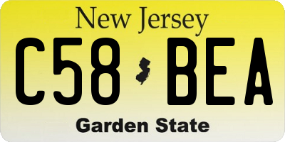 NJ license plate C58BEA
