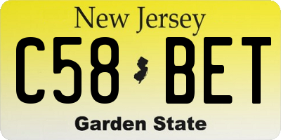 NJ license plate C58BET