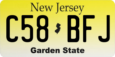 NJ license plate C58BFJ