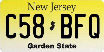 NJ license plate C58BFQ