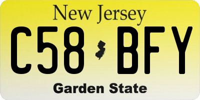NJ license plate C58BFY