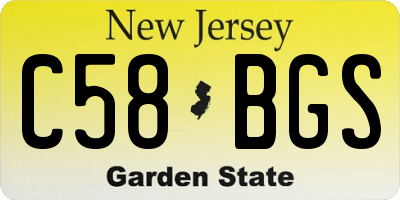 NJ license plate C58BGS