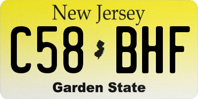 NJ license plate C58BHF