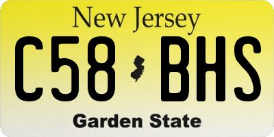 NJ license plate C58BHS