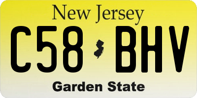 NJ license plate C58BHV