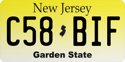 NJ license plate C58BIF