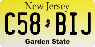 NJ license plate C58BIJ