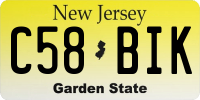 NJ license plate C58BIK