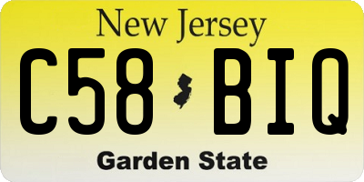 NJ license plate C58BIQ
