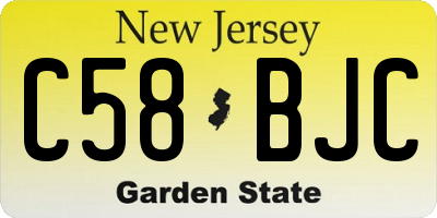 NJ license plate C58BJC