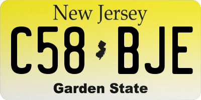NJ license plate C58BJE