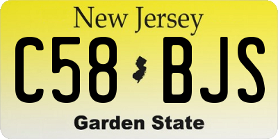 NJ license plate C58BJS