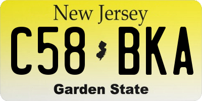 NJ license plate C58BKA