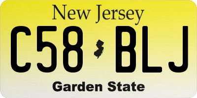 NJ license plate C58BLJ