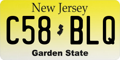 NJ license plate C58BLQ