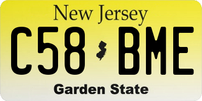 NJ license plate C58BME