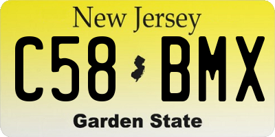 NJ license plate C58BMX