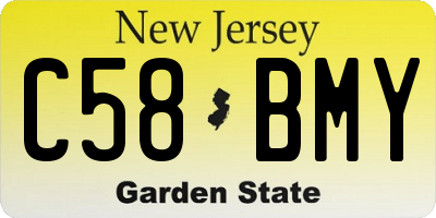 NJ license plate C58BMY