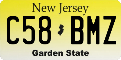 NJ license plate C58BMZ