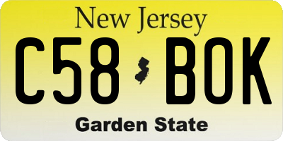 NJ license plate C58BOK
