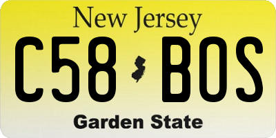 NJ license plate C58BOS