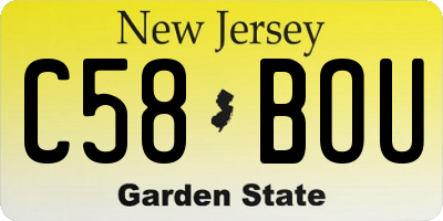 NJ license plate C58BOU