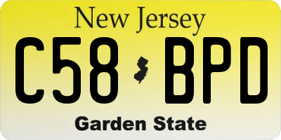 NJ license plate C58BPD