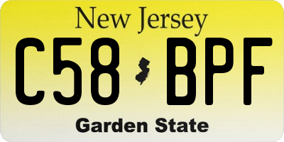 NJ license plate C58BPF