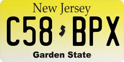 NJ license plate C58BPX