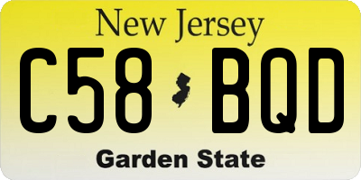 NJ license plate C58BQD