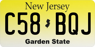 NJ license plate C58BQJ
